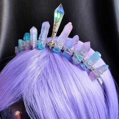 Olivenorma Pink Blue Titanium Quartz Crown with Crystal Centrepiece