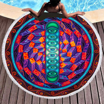 Olivenorma Evil Eye Hamsa Round Beach Towel Tapestry