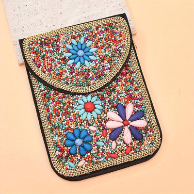 Olivenorma Bohemian Beaded Flower Mobile Phone Bag