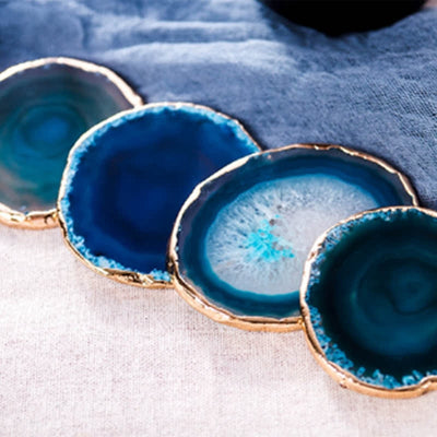 Olivenorma Blue Agate Coaster Gemstone Decoration