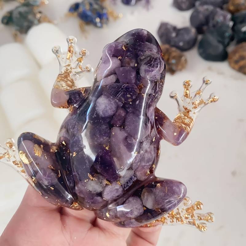 Olivenorma Crystal Resin Frog Ornament Gemstone Decoration