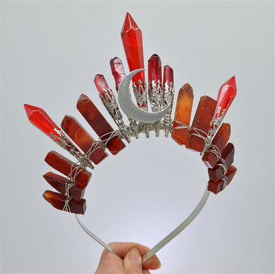 Olivenorma Handmade Moon Natural Crystal Crown - Red Quartz - image 3
