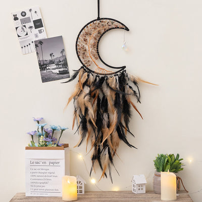 Olivenorma Natural Gravel Woven Tree of Life Moon Dream Catcher