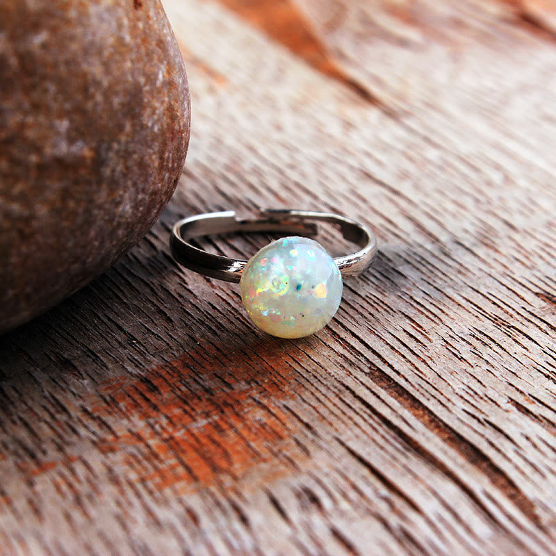 Olivenorma Opal Moonstone Simple Half Circle Adjustable Ring