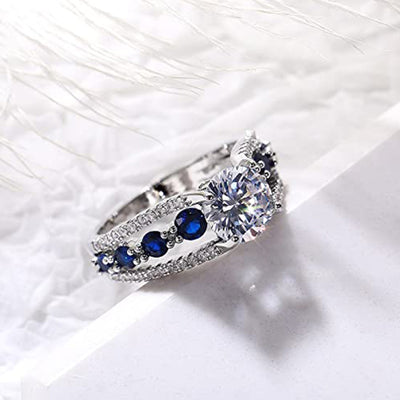 Olivenorma Creative Hollow Sapphire Blue Zircon Ring