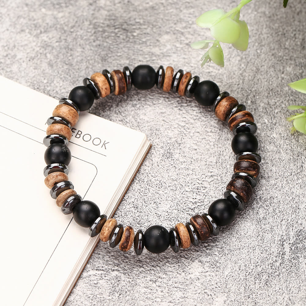 Olivenorma Black Onyx Hematite Bronzite 8mm Beaded Bracelet