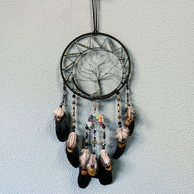 Olivenorma Chakra Tree Of Life Black Dream Catcher