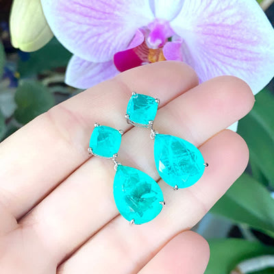 Paraiba Tourmaline Water Drop Eearrings