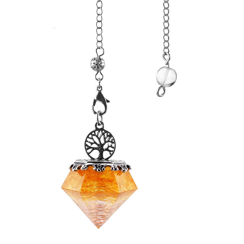 Olivenorma Natural Crystal Geometric Tree of Life Pendulum