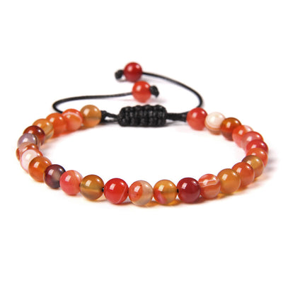 Olivenorma Natural 6mm Stone Beads Braided Wrap Bracelet