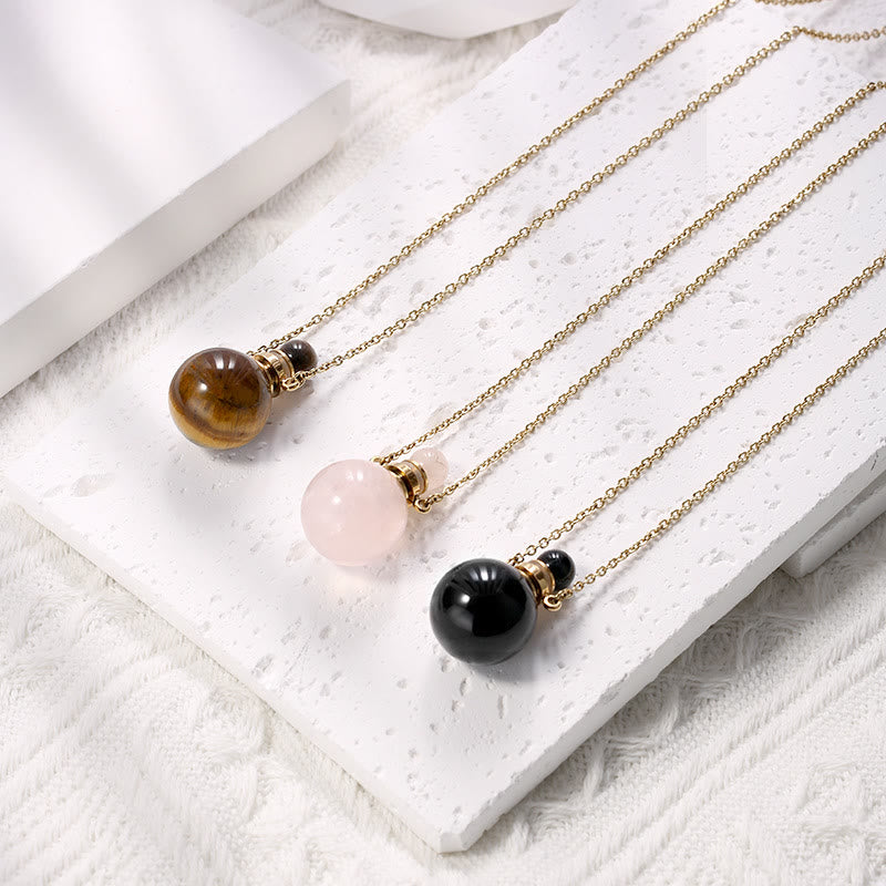 Olivenorma Round Stone Perfume Bottle Pendant Pendants Necklace