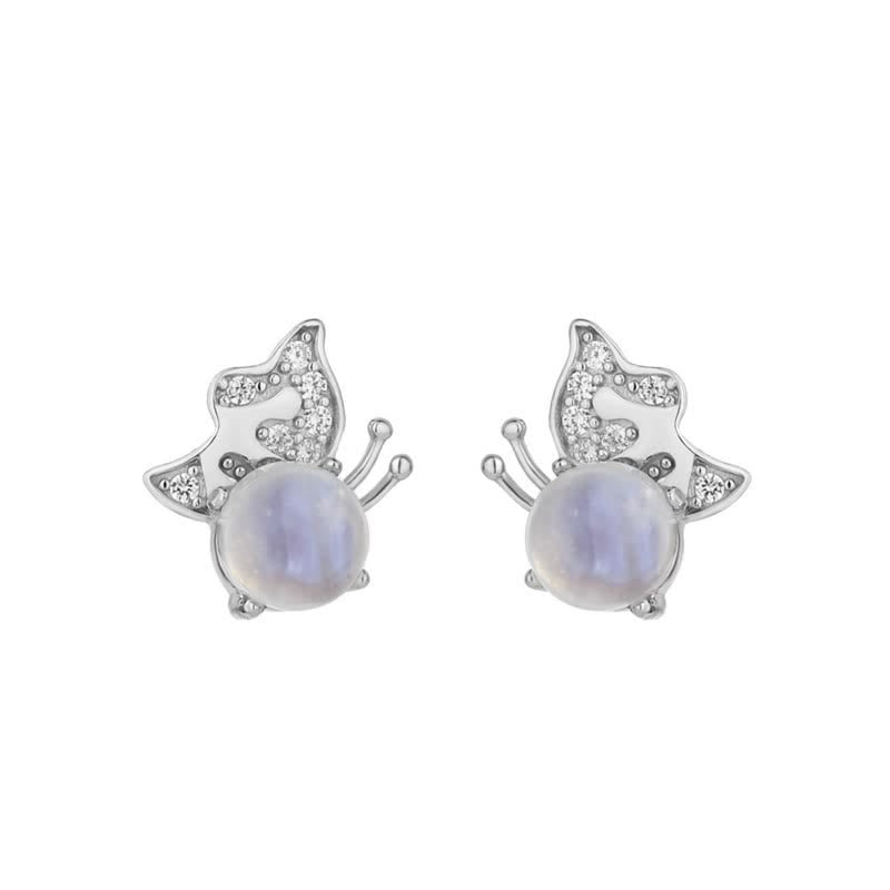 Olivenorma 925 Silver Butterfly Shape Moonstone Earrings