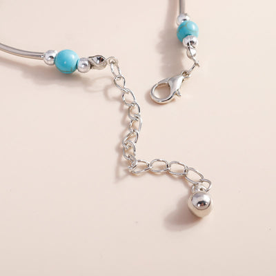 Olivenorma Turquoise Beaded Silver Cross Pendant Bracelet