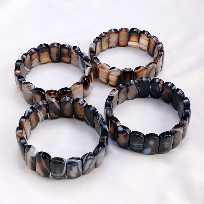 Olivenorma Natural Sardonyx Rectangular Beads Bracelet