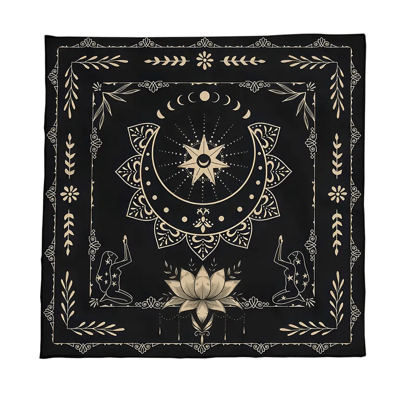 Olivenorma Mystical Moon Phase Lotus Sign Divination Tarot Tablecloth