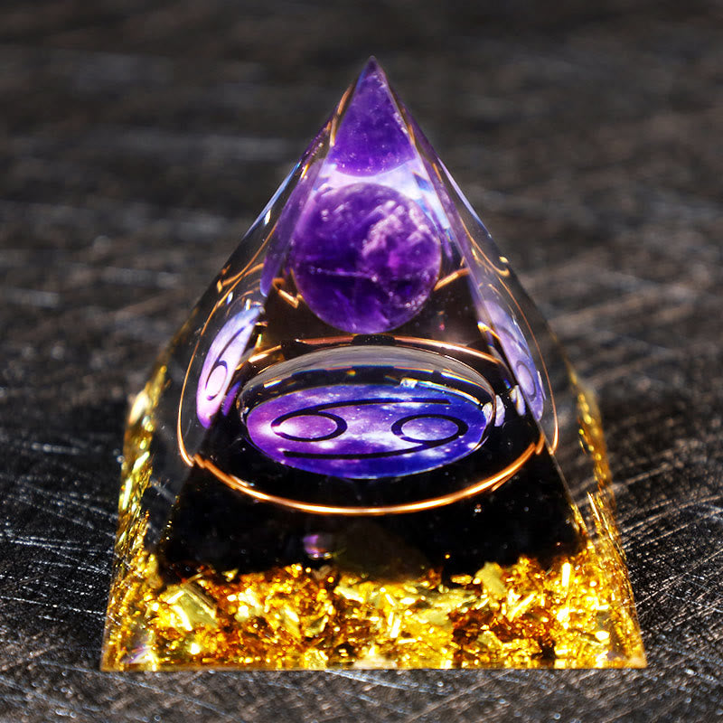 Olivenorma Amethyst Ball Obsidian Gravel Zodiac Cancer Orgone Pyramid