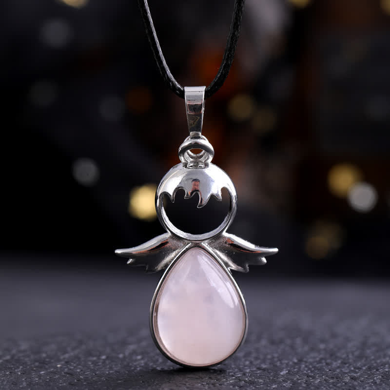 Olivenorma Angel Wing Crystal Drop Pendant Necklace