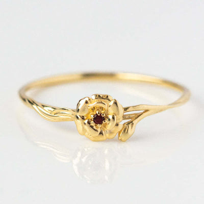 Olivenorma Dainty Statement Birth Flower Gold Ring