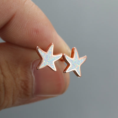 Olivenorma Blue Opal Starfish Earrings