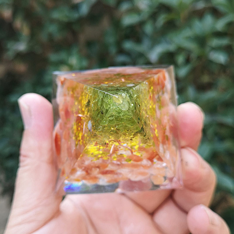 Olivenorma Sun Stone Peridot Tree Of Life Orgone Pyramid