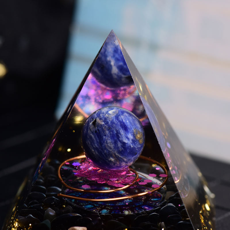 Olivenorma Lapis Lazuli Obsidian Orgone Pyramid