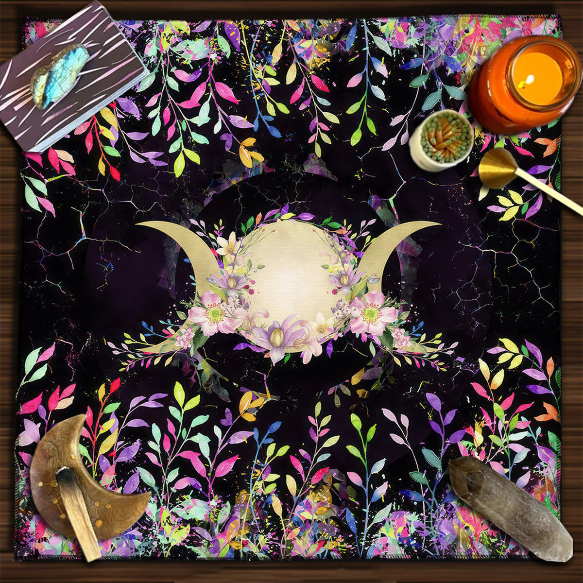 Olivenorma Square Divination Moon Phases Tarot Tablecloth