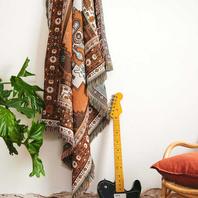 Olivenorma Bohemian Geometric Flowers Fringe Tassels Woven Blanket