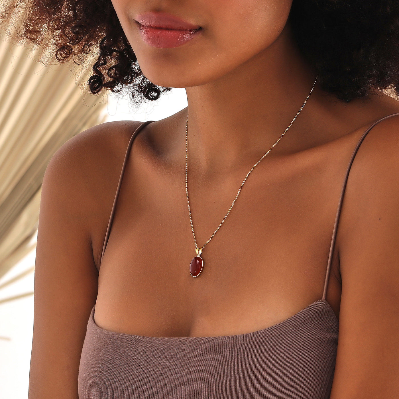 Olivenorma Red Agate S925 Sterling Silver Gold Plated Necklace