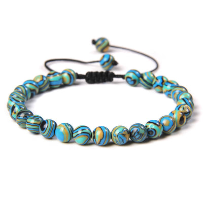 Olivenorma Natural 6mm Stone Beads Braided Wrap Bracelet