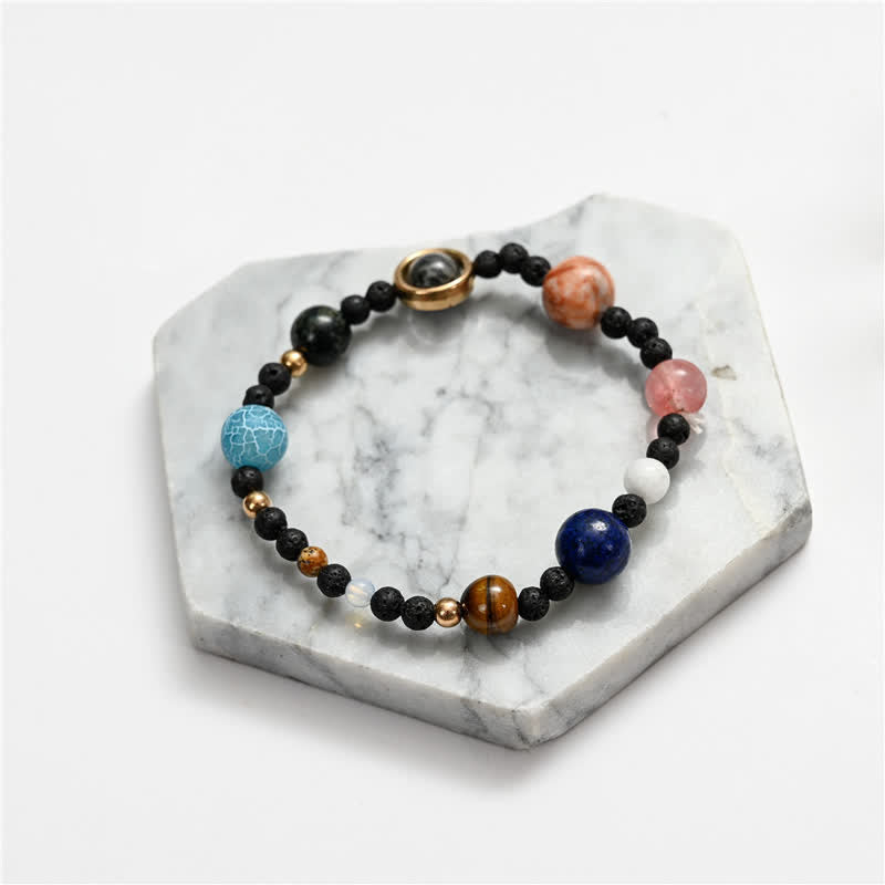 Olivenorma Natural Stone Planets Galaxy Solar System Bracelet