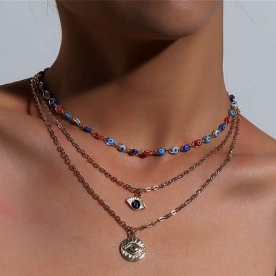 Olivenorma Epoxy Evil Eye Multi Layered Necklace