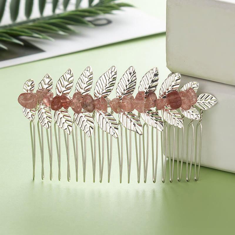 Olivenorma Natural Crystal Gemstone Hair Combs Hairpin