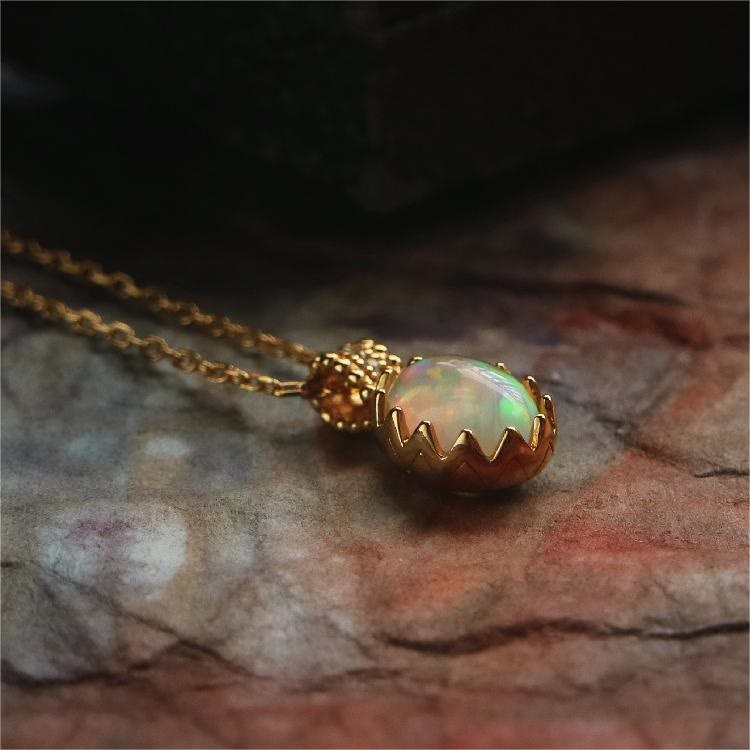 Olivenorma Opal Yellow Golden Ring Necklace