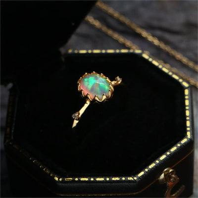 Olivenorma Opal Yellow Golden Ring Necklace