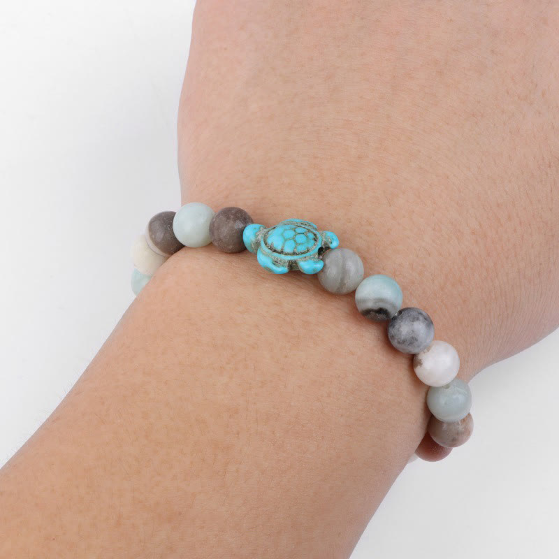 Olivenorma "Sense of Flow" - Natural Stone Turquoise Turtle Simple Bracelet