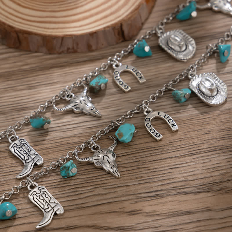 Olivenorma Bohemian Cowboy Style Turquoise Bracelet Necklace