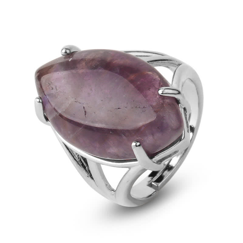 Olivenorma Amethyst Melon Seed Shape Adjustable Ring