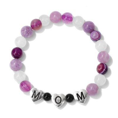 Olivenorma Purple Agate Lepidolite Mom Gift Beaded Bracelet