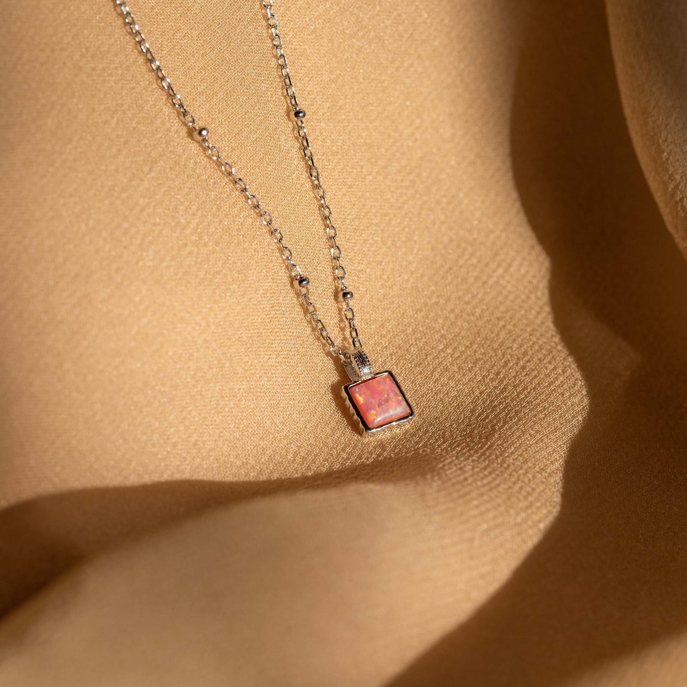 Olivenorma Colorful Opal Love Square Pendant 18k Gold Necklace - image 11