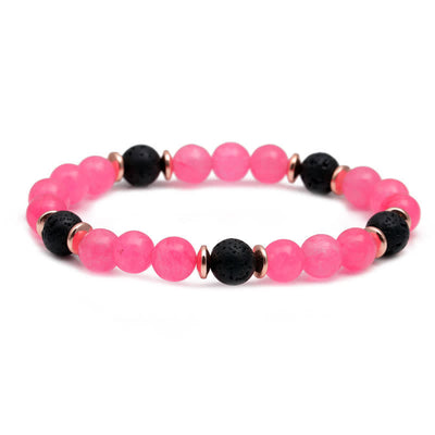 Olivenorma Lava Stone Rose Pink Quartz Beaded Bracelet