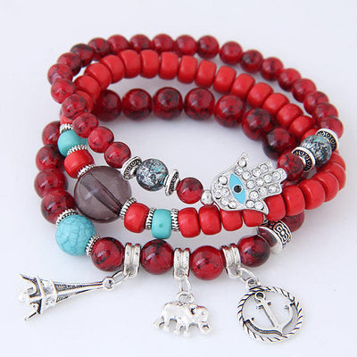 Olivenorma Elephant Tower Evil Eye Hamsa Bracelet Set