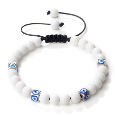 Olivenorma Natural Crystal Beaded Evil Eye Braided Bracelet