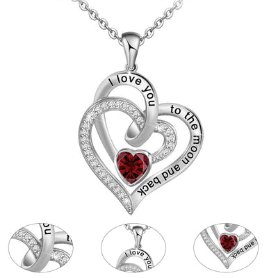 Olivenorma Hearts and Hearts Birthstone Necklace