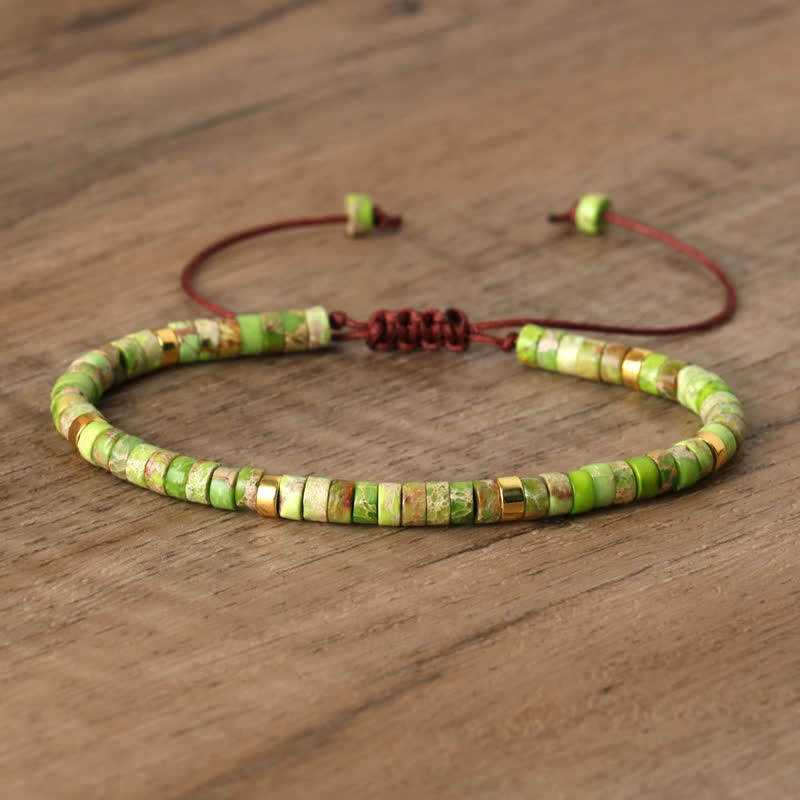 Olivenorma 2.4mm Natural Stone Roller Beads Braided Bracelet