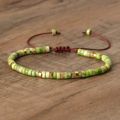 Olivenorma 2.4mm Natural Stone Roller Beads Braided Bracelet