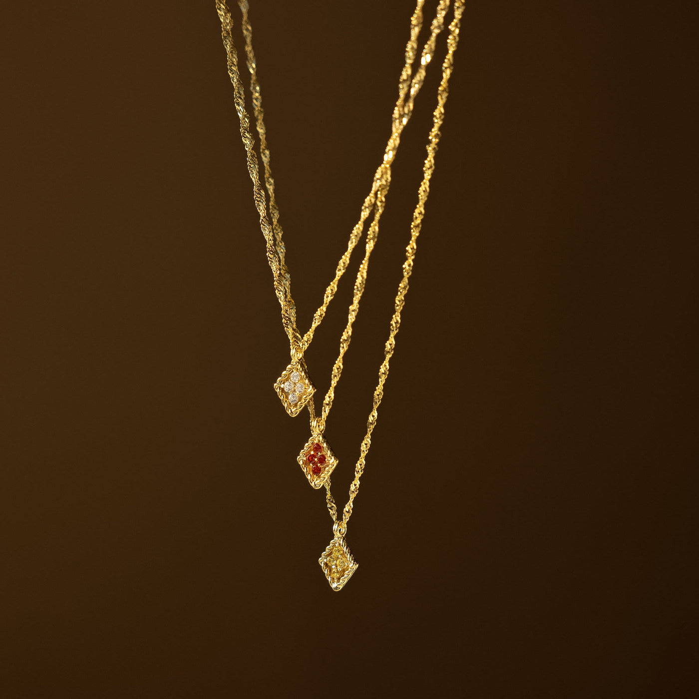 Olivenorma "Four-Leaf Clover" Design 18k Gold Birthstone Necklace