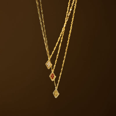 Olivenorma "Four-Leaf Clover" Design 18k Gold Birthstone Necklace