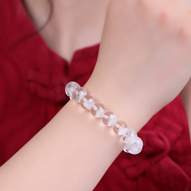 Olivenorma 7-19mm White Phantom Quartz Beaded Bracelet