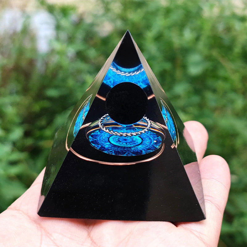 Olivenorma Obsidian Sphere Energy Orgone Pyramid