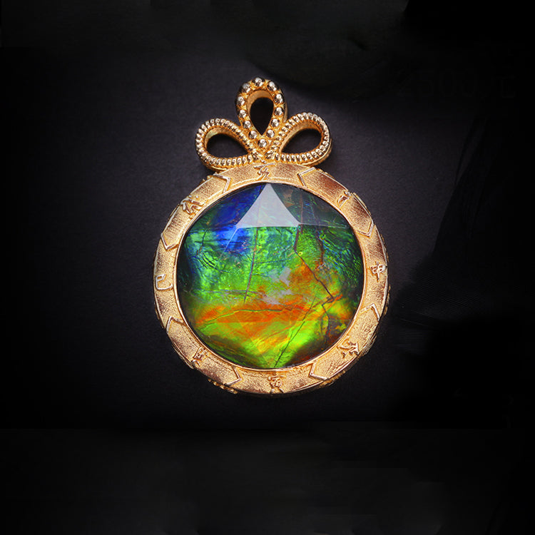 Olivenorma Natural Ammolite 925 Silver Necklace